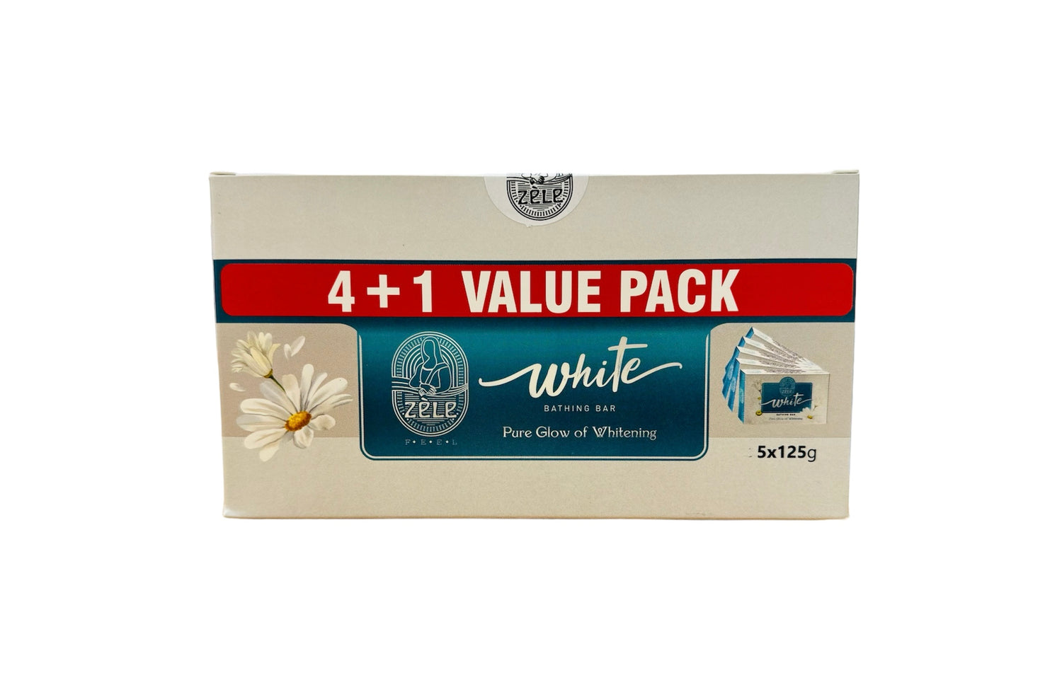 Zele White Bathing Bar – 5 x 125GM Pack