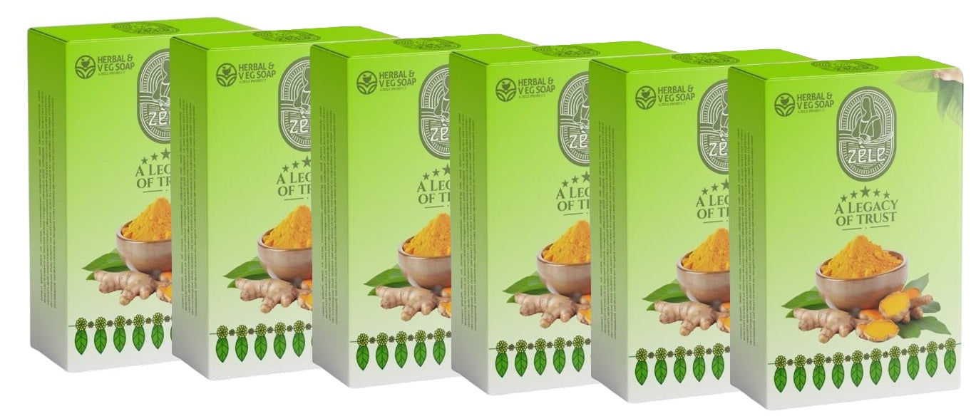 Zele Natural Herbal Soap - Turmeric 6 x 75 Gms Value Pack